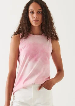 PATRICK ASSARAF Abstract Tie Dye Pima Cotton Stretch Boyfriend Tank|Women T-Shirts