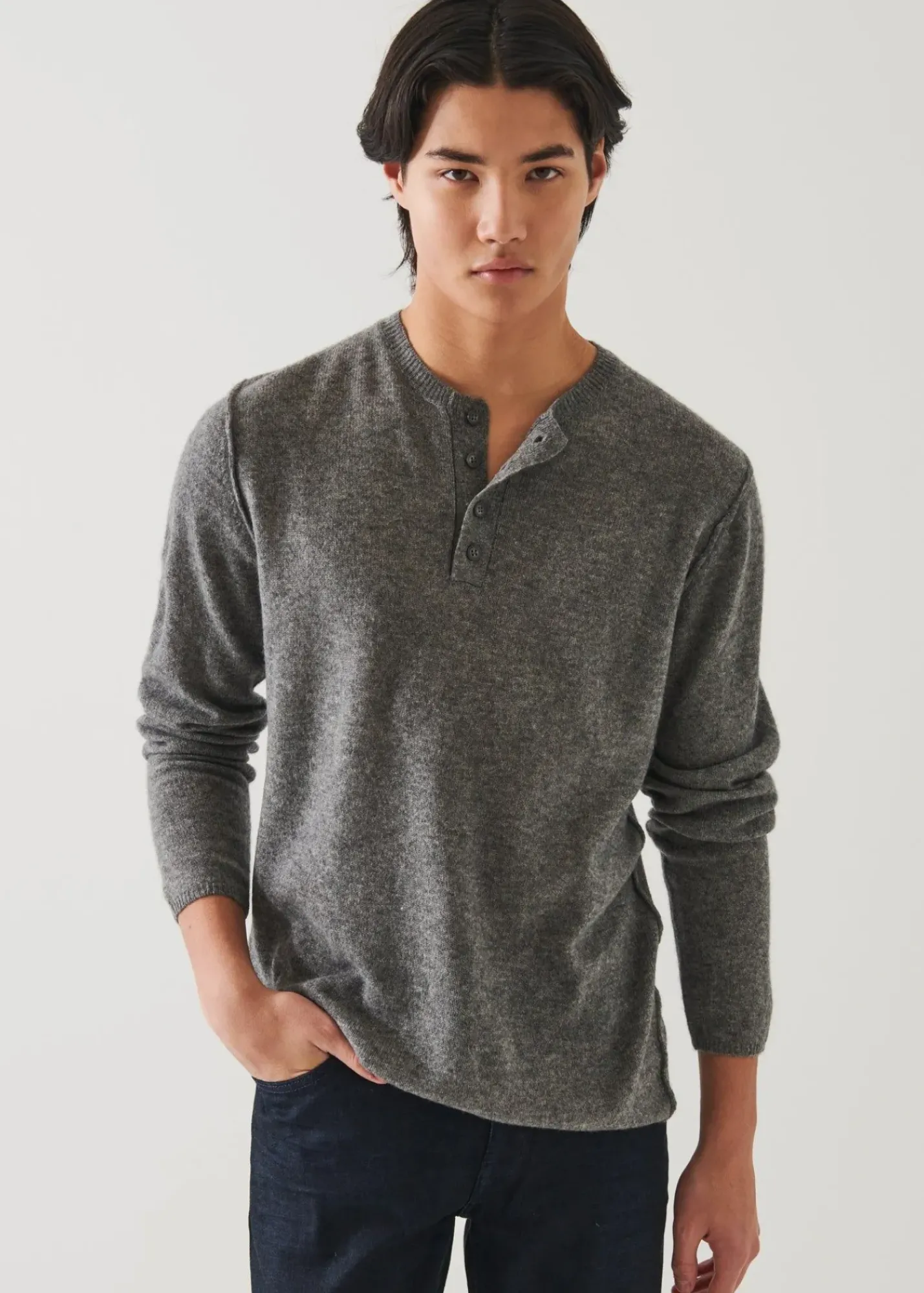 PATRICK ASSARAF Air Cashmere Henley Sweater|Men Knitwear