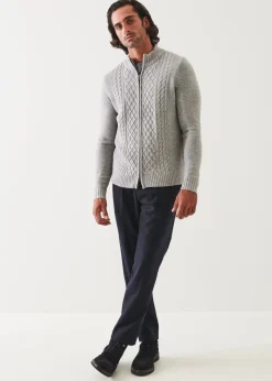 PATRICK ASSARAF Cable Full Zip Cardigan|Men Knitwear