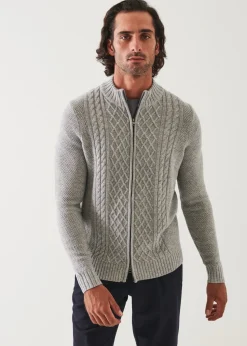 PATRICK ASSARAF Cable Full Zip Cardigan|Men Knitwear