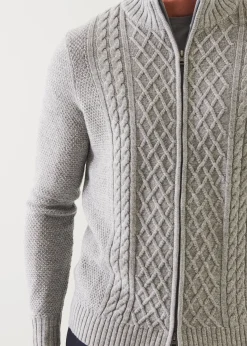 PATRICK ASSARAF Cable Full Zip Cardigan|Men Knitwear