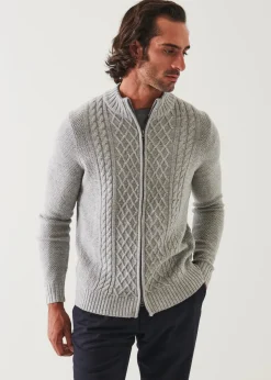 PATRICK ASSARAF Cable Full Zip Cardigan|Men Knitwear