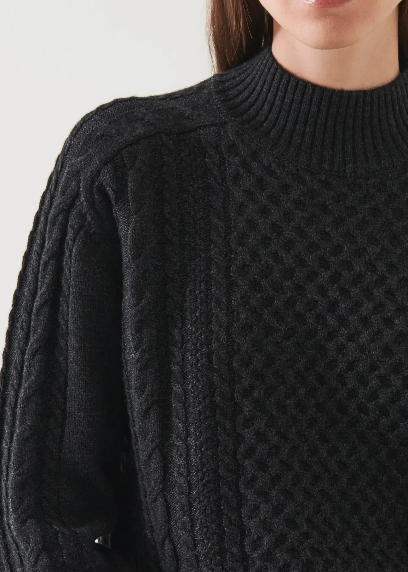 PATRICK ASSARAF Cable Knit Mock Neck Sweater|Women Knitwear