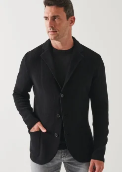 PATRICK ASSARAF Cardigan Stitch Merino Wool 3-Button Blazer|Men Blazers
