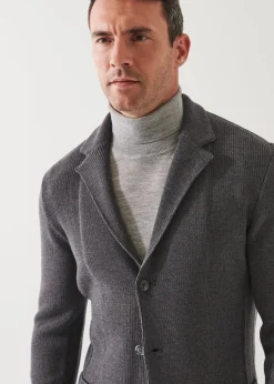 PATRICK ASSARAF Cardigan Stitch Merino Wool 3-Button Blazer|Men Blazers