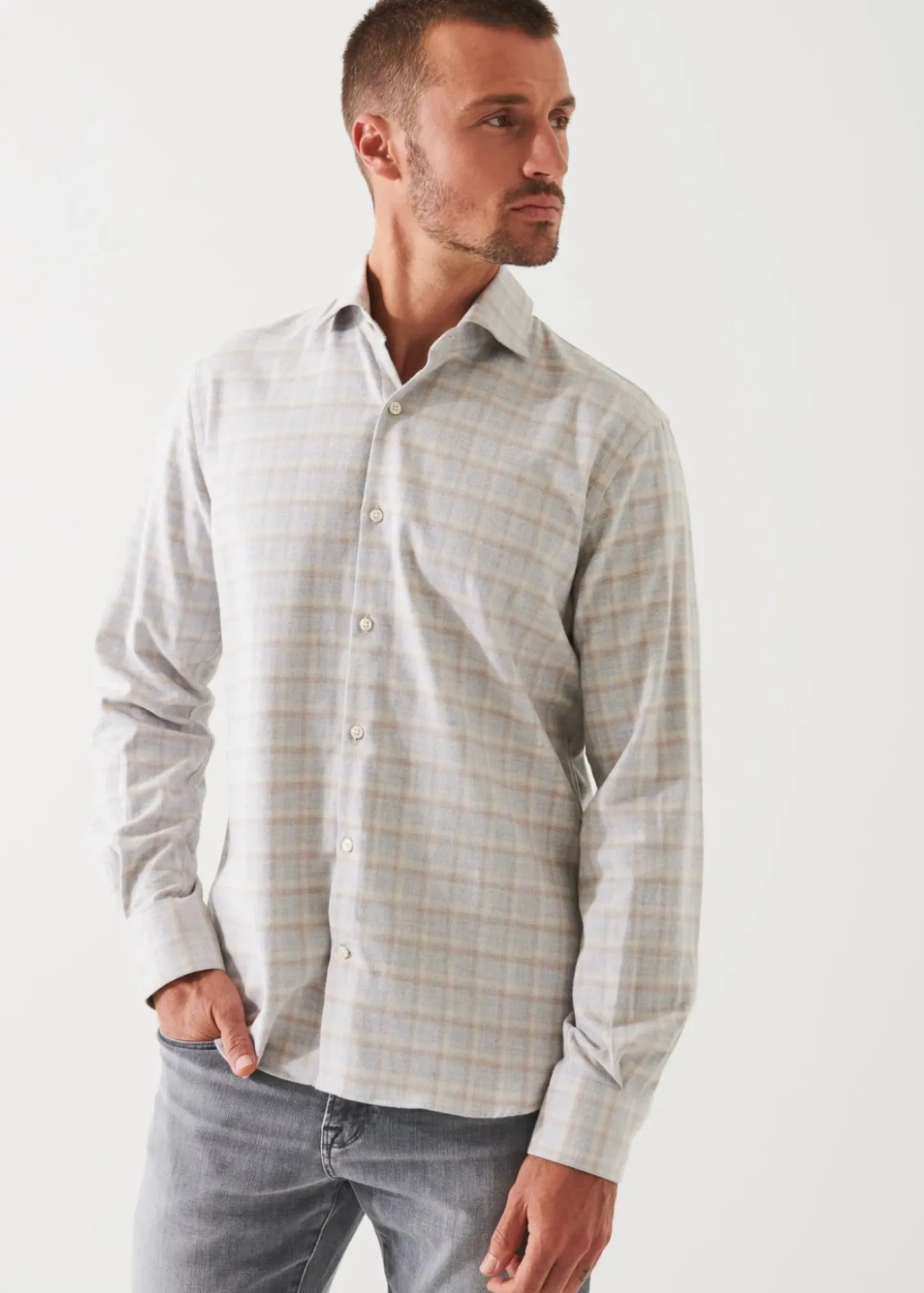 PATRICK ASSARAF Checked Flannel Cotton Shirt|Men Shirts