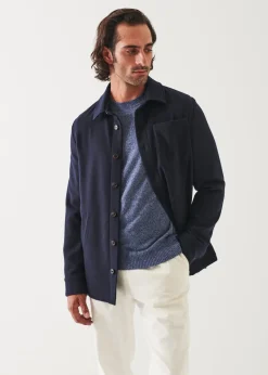 PATRICK ASSARAF Cotton Blend Knit Shirt Jacket|Men Shirt Jackets