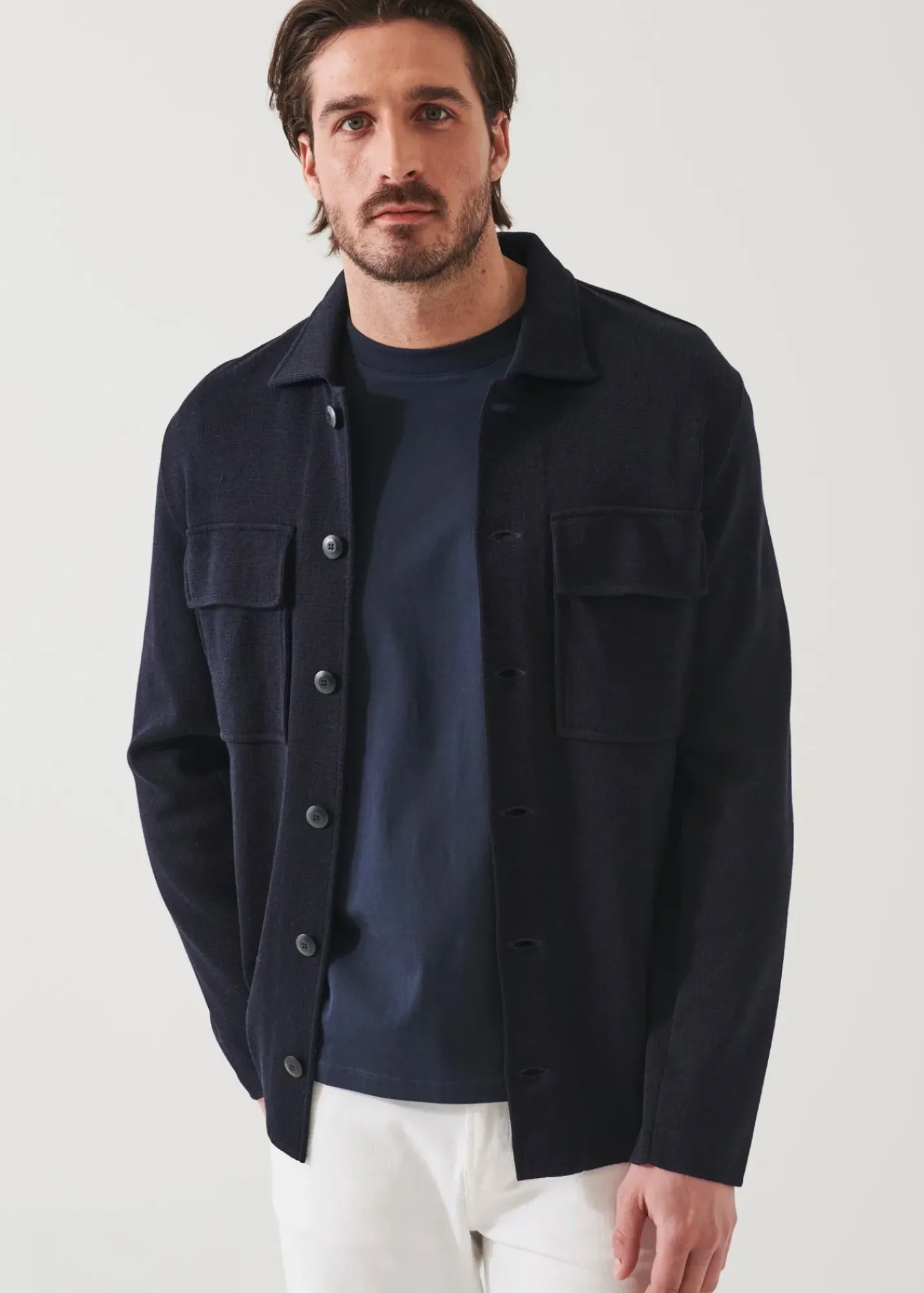 PATRICK ASSARAF Cotton Blend Knit Shirt Jacket|Men Outerwear