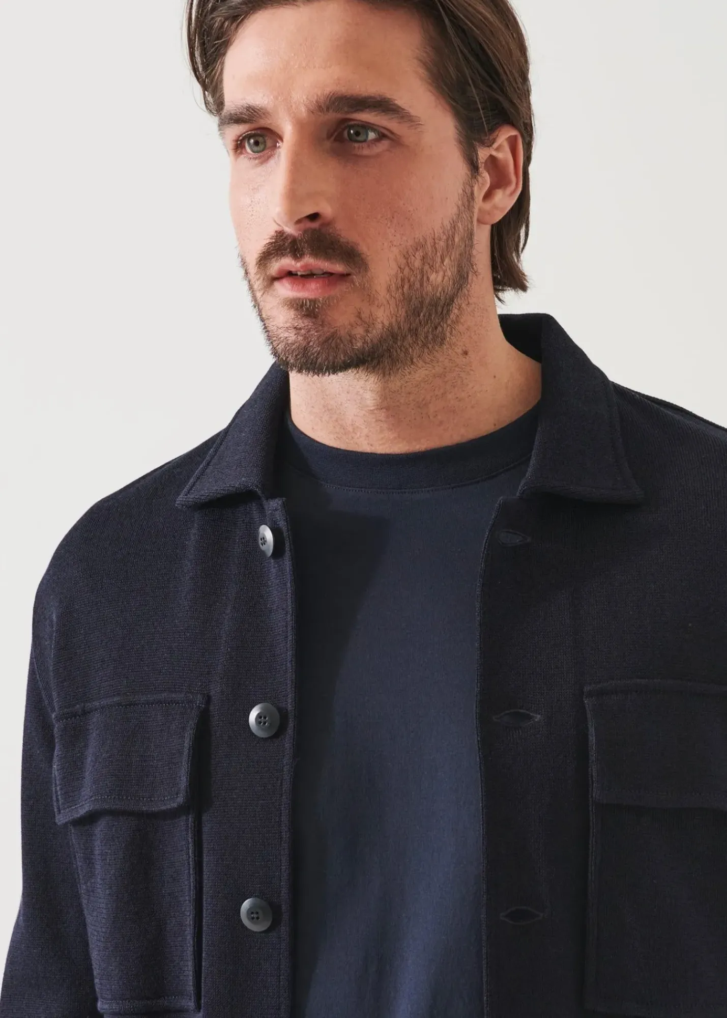 PATRICK ASSARAF Cotton Blend Knit Shirt Jacket|Men Outerwear