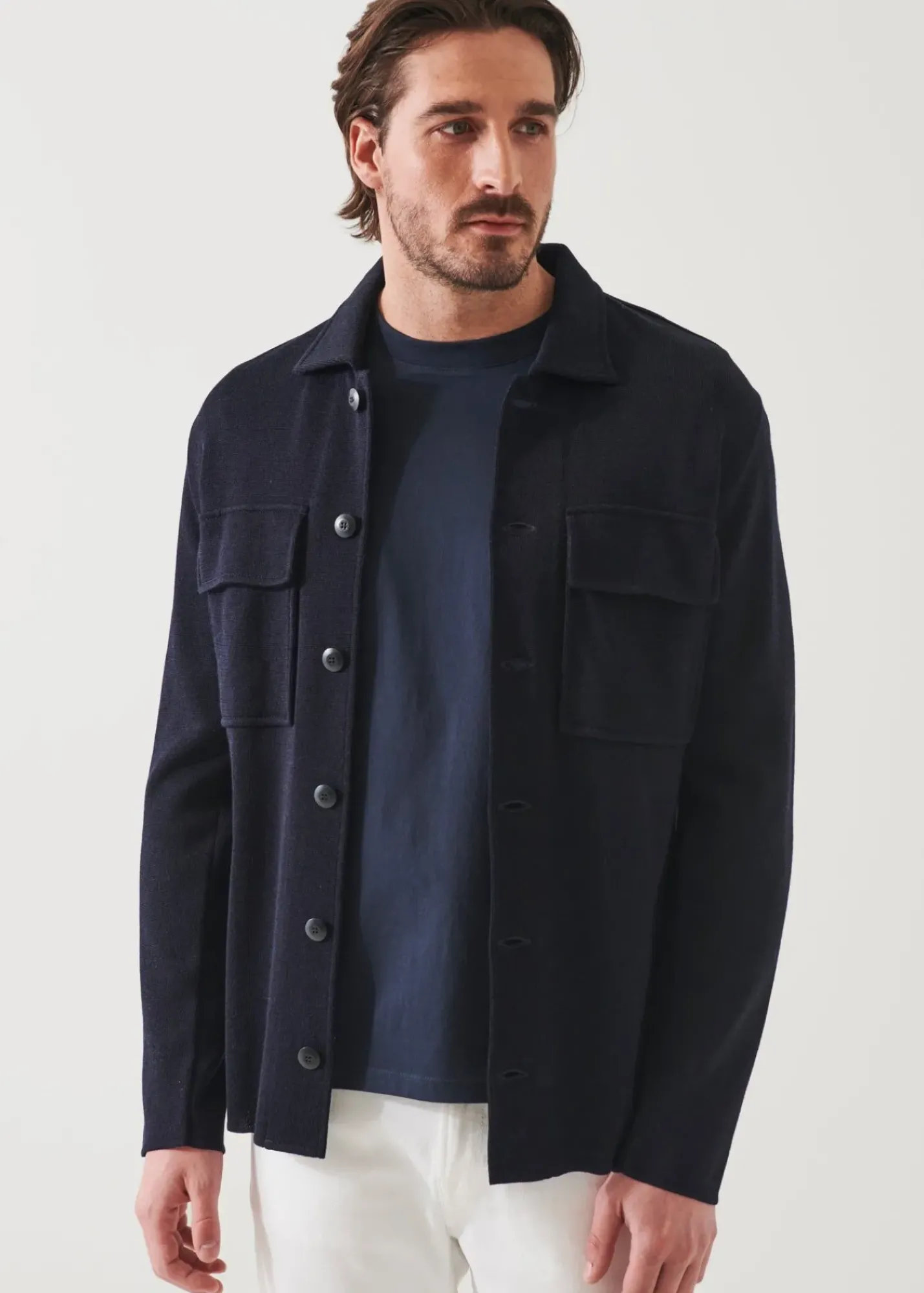 PATRICK ASSARAF Cotton Blend Knit Shirt Jacket|Men Outerwear