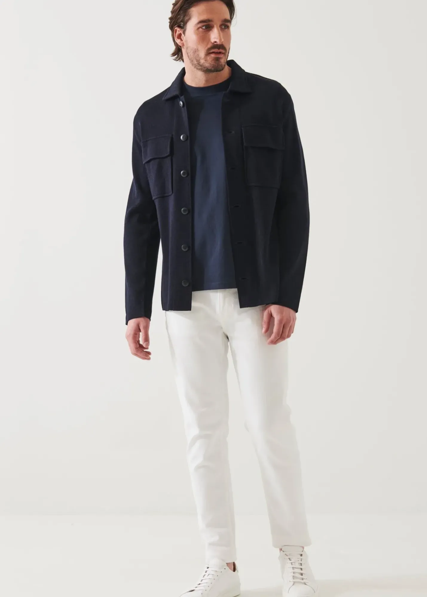 PATRICK ASSARAF Cotton Blend Knit Shirt Jacket|Men Outerwear