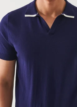 PATRICK ASSARAF Cotton Blend Open Polo|Men Knitwear