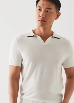 PATRICK ASSARAF Cotton Blend Open Polo|Men Knitwear