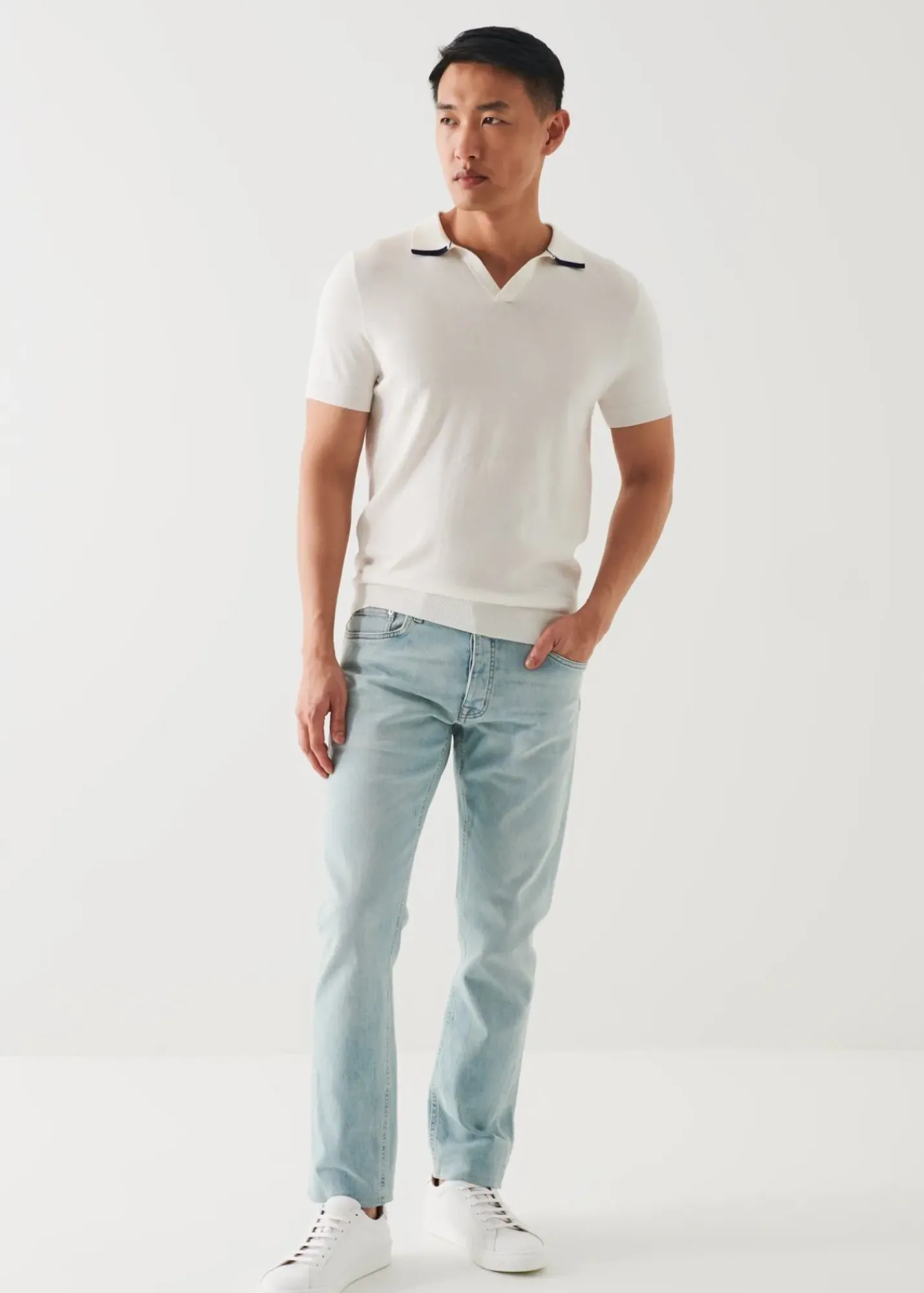 PATRICK ASSARAF Cotton Blend Open Polo|Men Knitwear