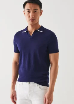 PATRICK ASSARAF Cotton Blend Open Polo|Men Polos