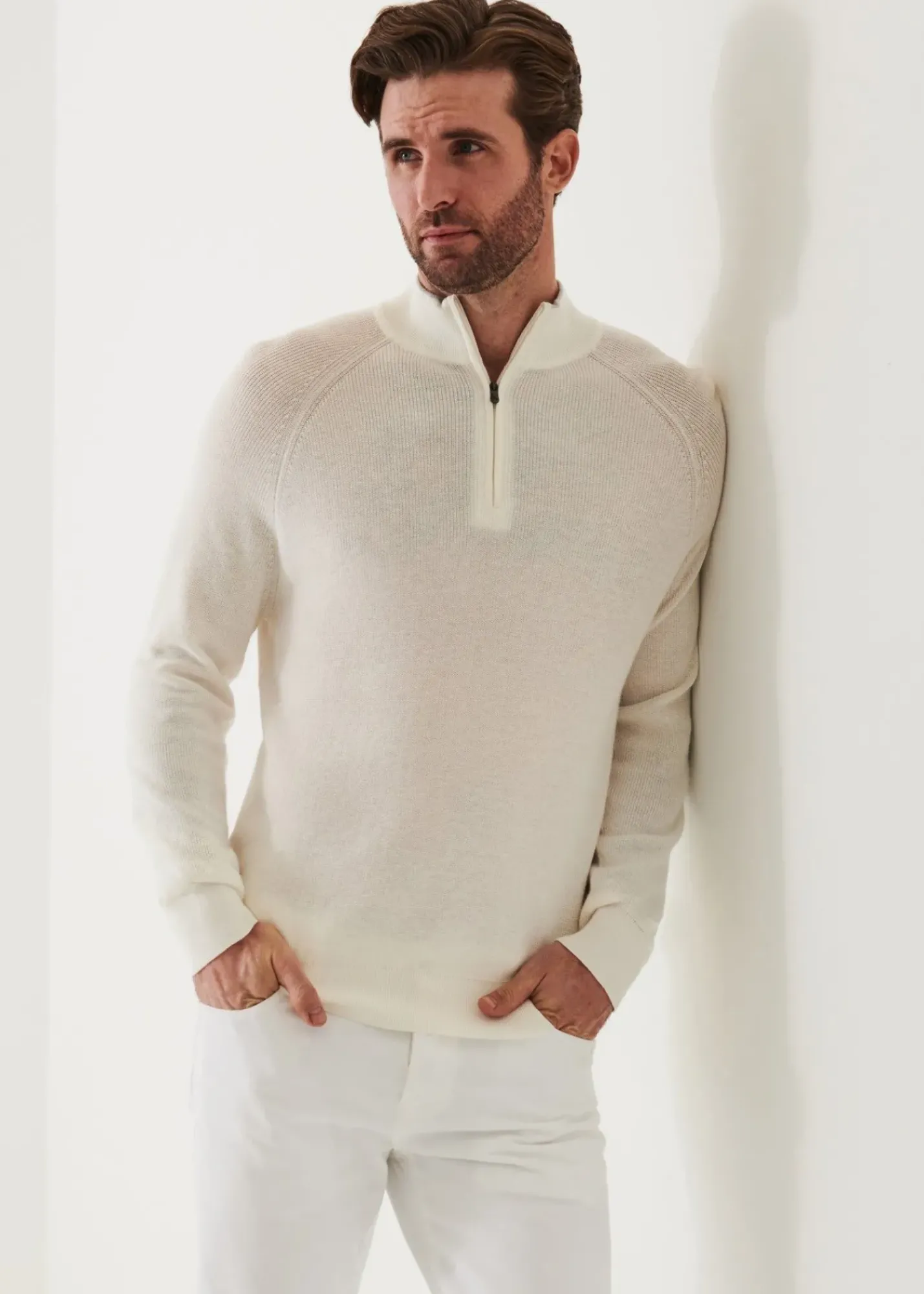 PATRICK ASSARAF Cotton Blend Quarter Zip|Men Knitwear