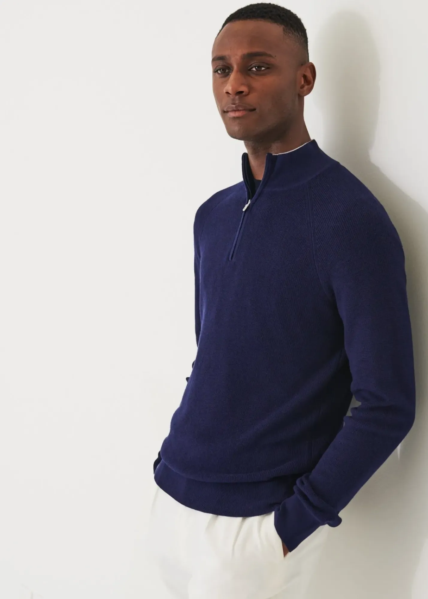 PATRICK ASSARAF Cotton Blend Quarter Zip|Men Knitwear