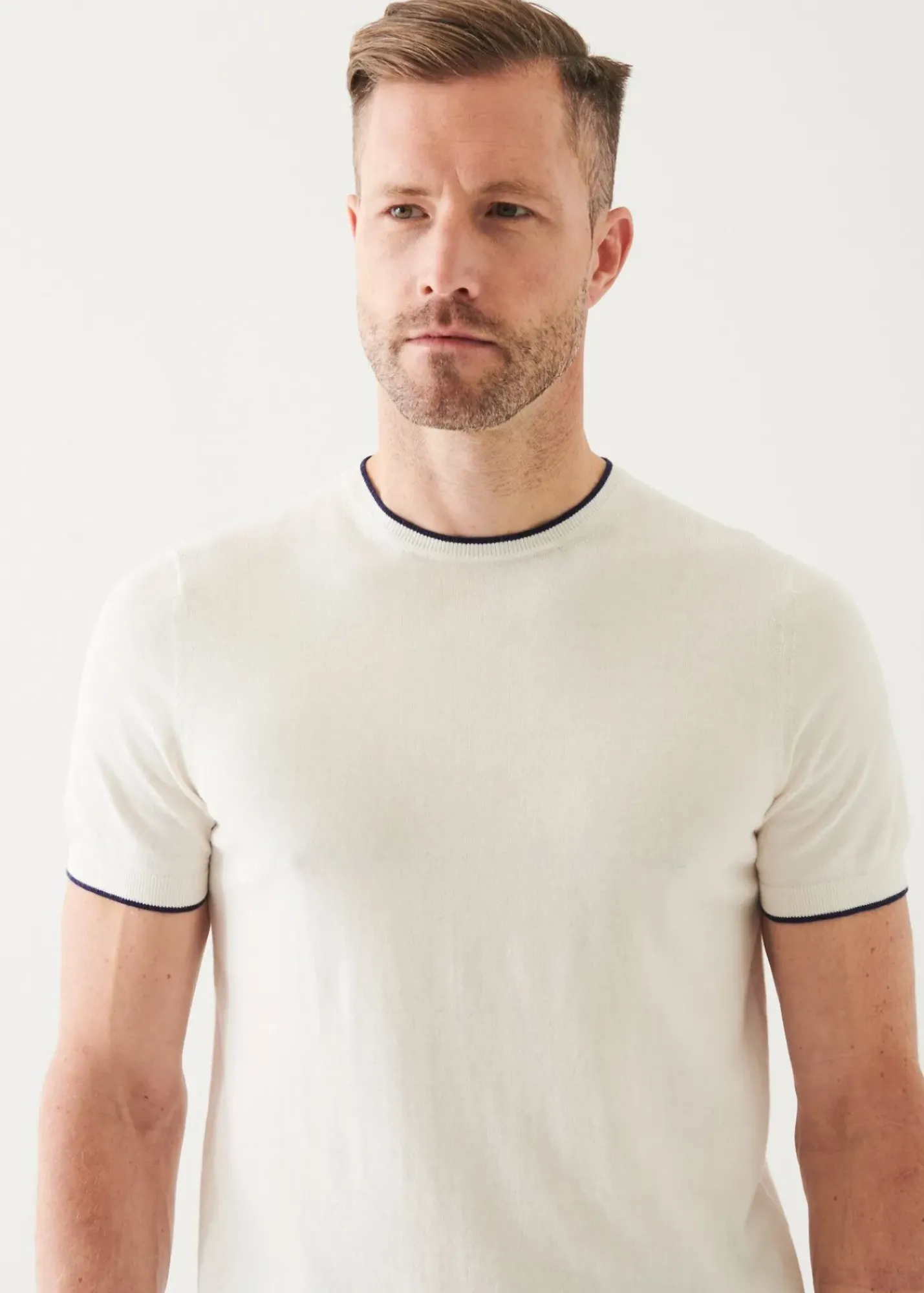 PATRICK ASSARAF Cotton Blend Short Sleeve Crewneck|Men Knitwear