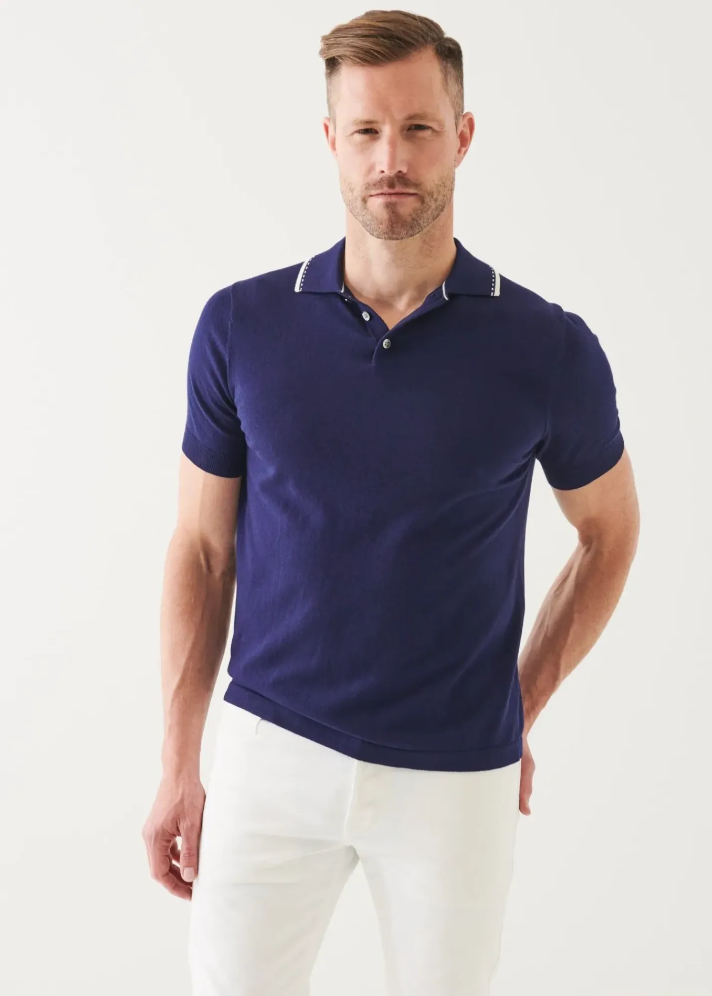 PATRICK ASSARAF Cotton Blend Tipped Polo|Men Knitwear