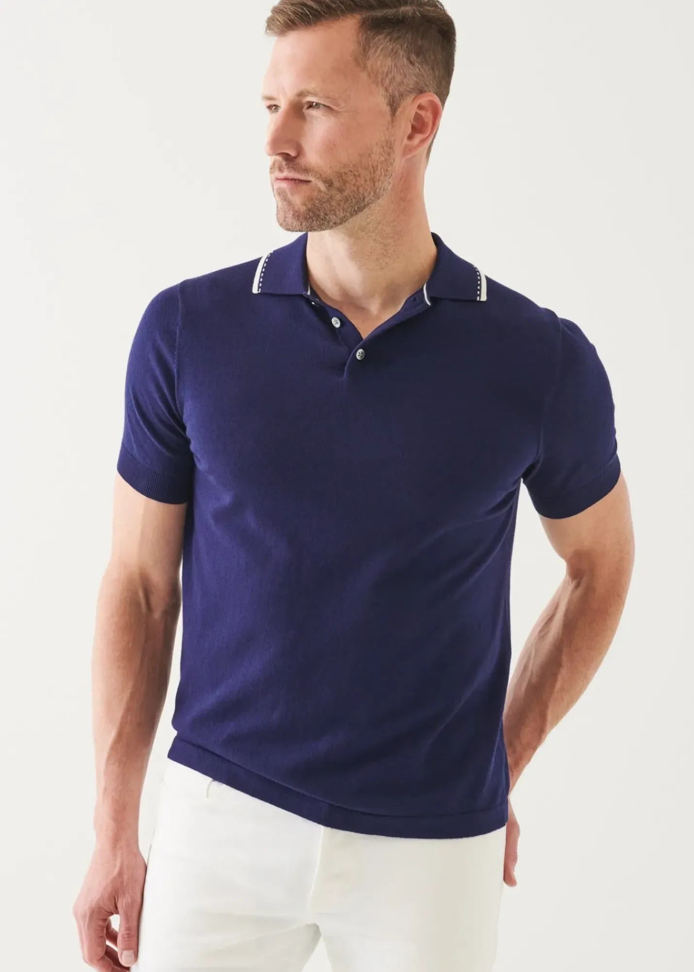 PATRICK ASSARAF Cotton Blend Tipped Polo|Men Knitwear