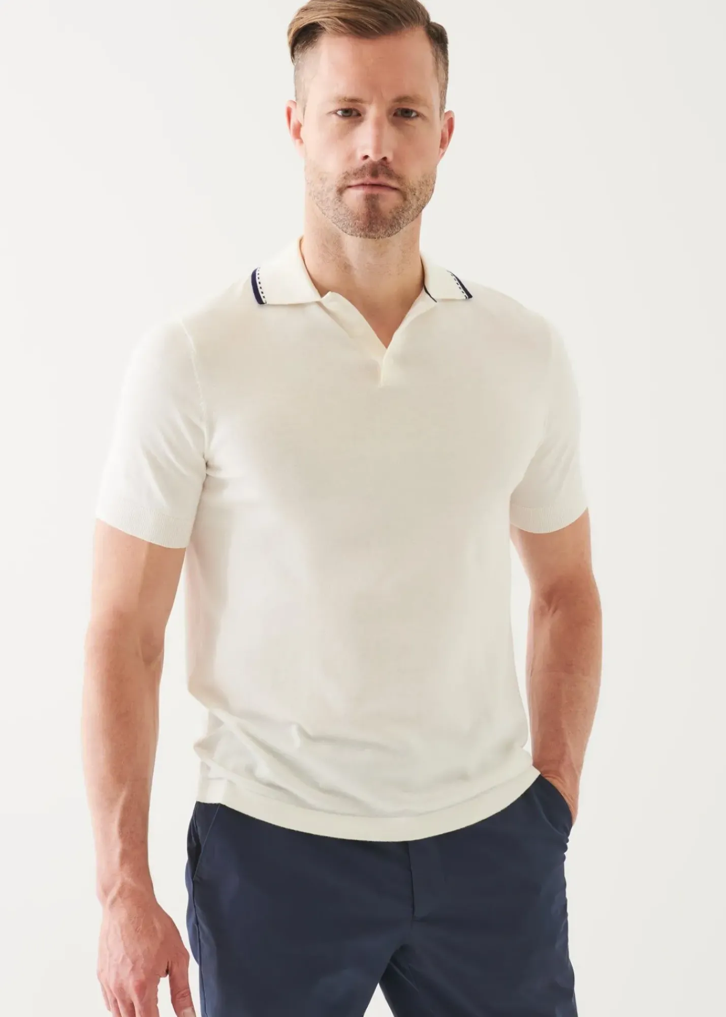 PATRICK ASSARAF Cotton Blend Tipped Polo|Men Knitwear