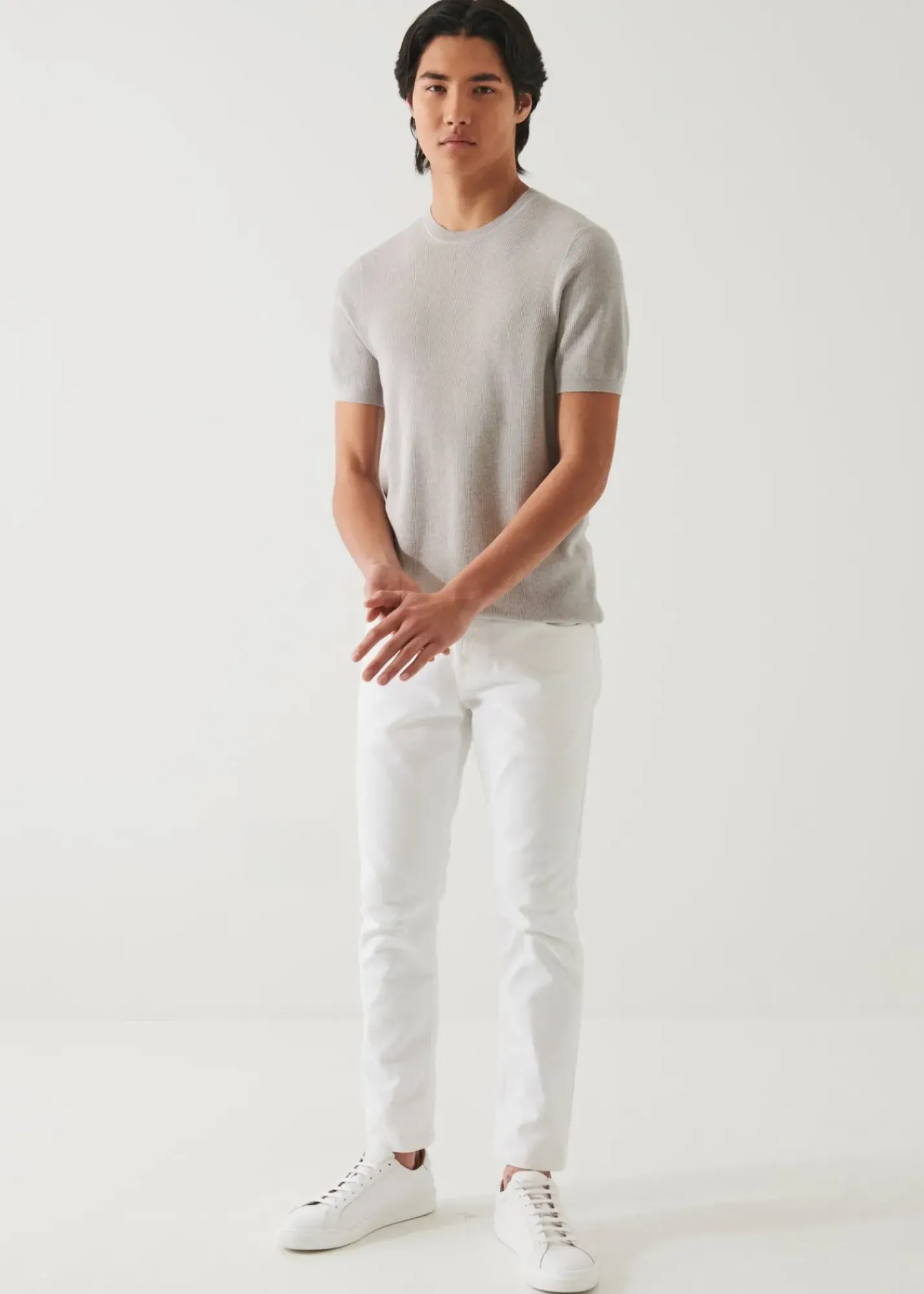 PATRICK ASSARAF Cotton Cashmere Ribbed Crewneck|Men Knitwear