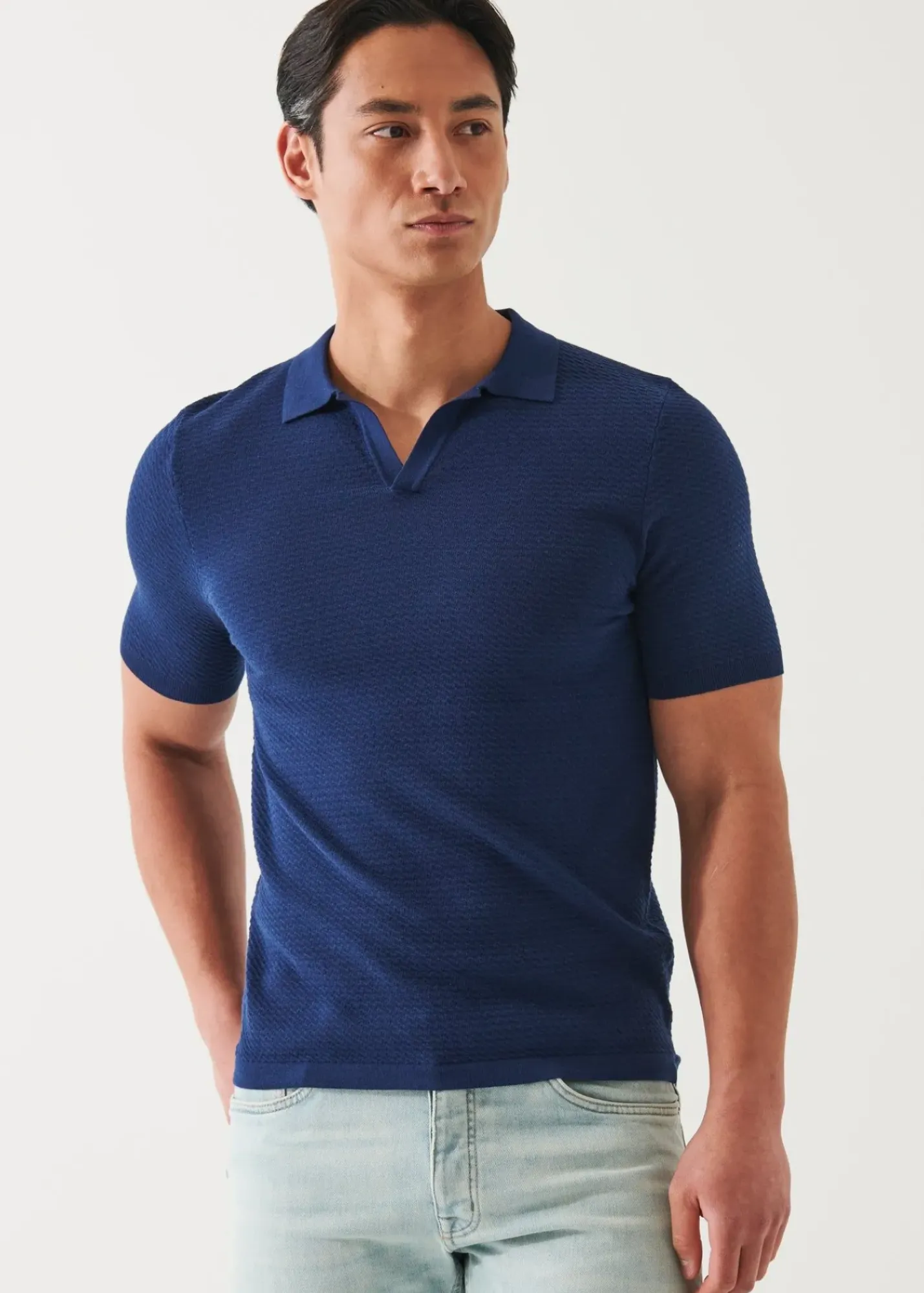 PATRICK ASSARAF Cotton Cupro Open Polo|Men Polos