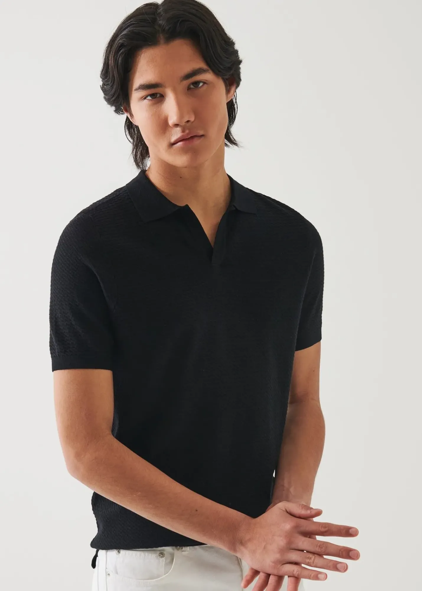 PATRICK ASSARAF Cotton Cupro Open Polo|Men Polos
