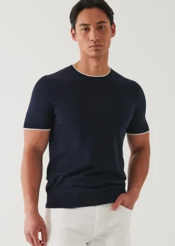 PATRICK ASSARAF Cotton Cupro Short Sleeve Crewneck|Men Knitwear