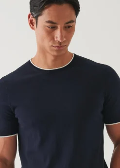 PATRICK ASSARAF Cotton Cupro Short Sleeve Crewneck|Men Knitwear