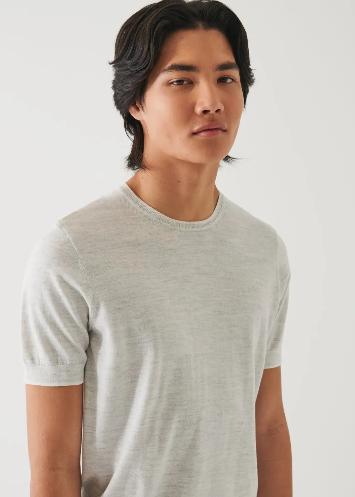 PATRICK ASSARAF Cotton Cupro Short Sleeve Crewneck|Men Knitwear