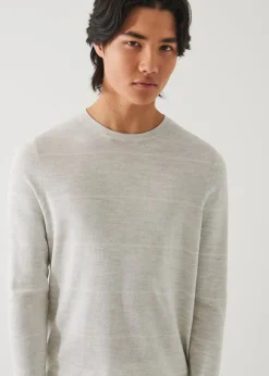 PATRICK ASSARAF Cotton Cupro Striped Crewneck|Men Knitwear