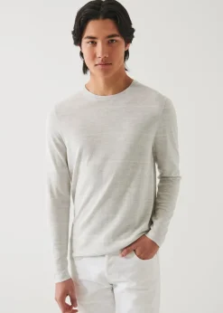 PATRICK ASSARAF Cotton Cupro Striped Crewneck|Men Knitwear