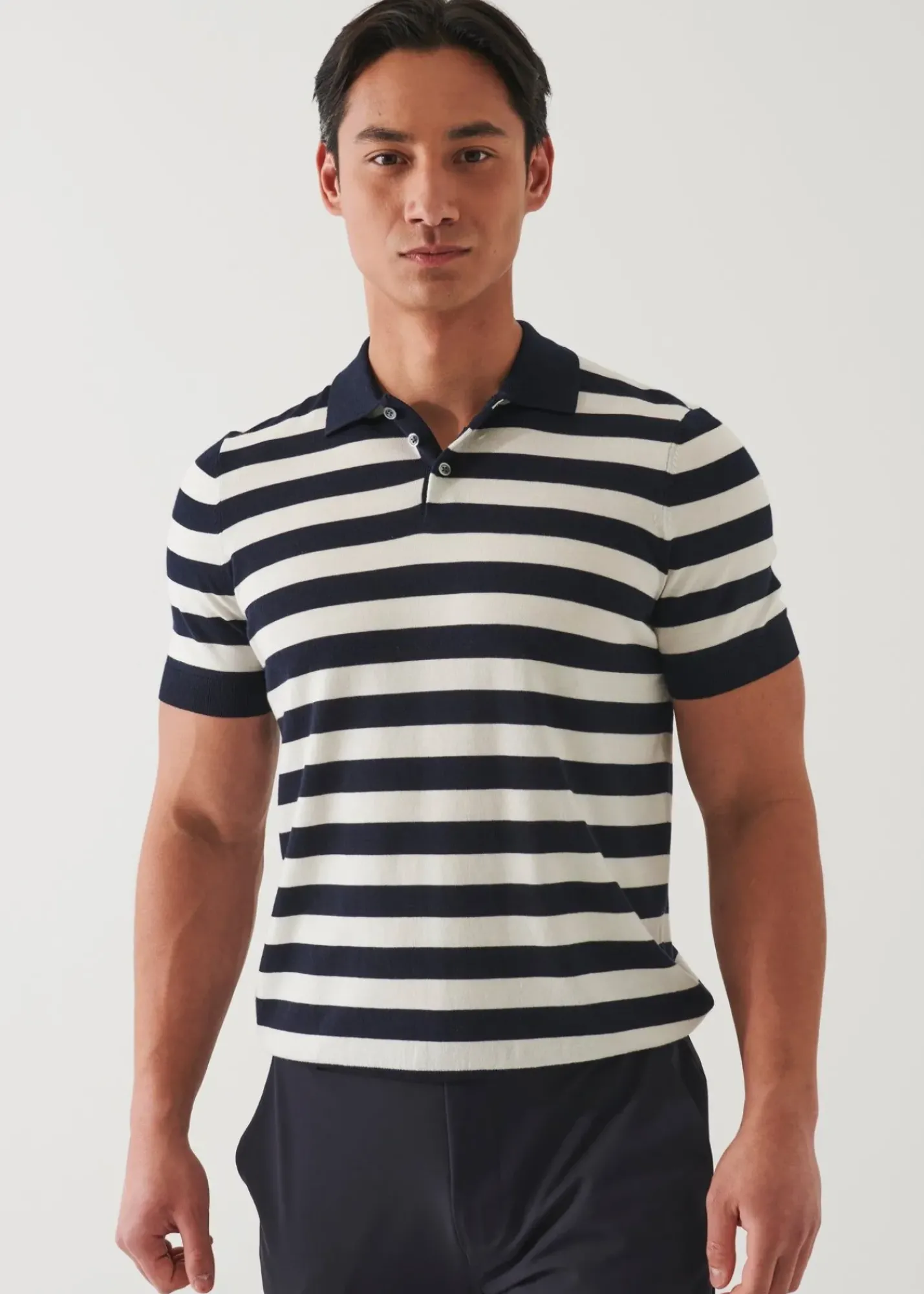 PATRICK ASSARAF Cotton Cupro Striped Polo|Men Knitwear