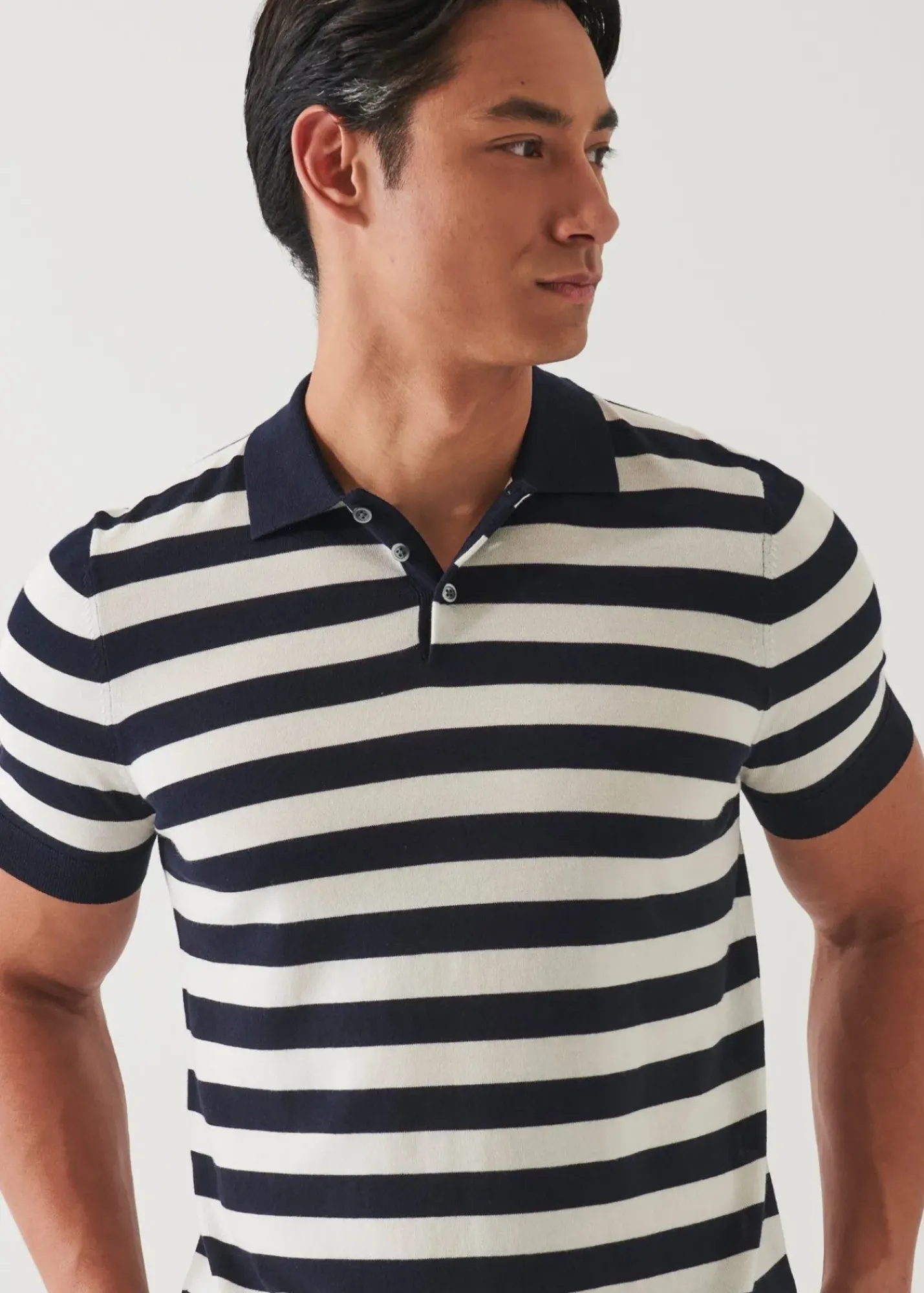 PATRICK ASSARAF Cotton Cupro Striped Polo|Men Knitwear
