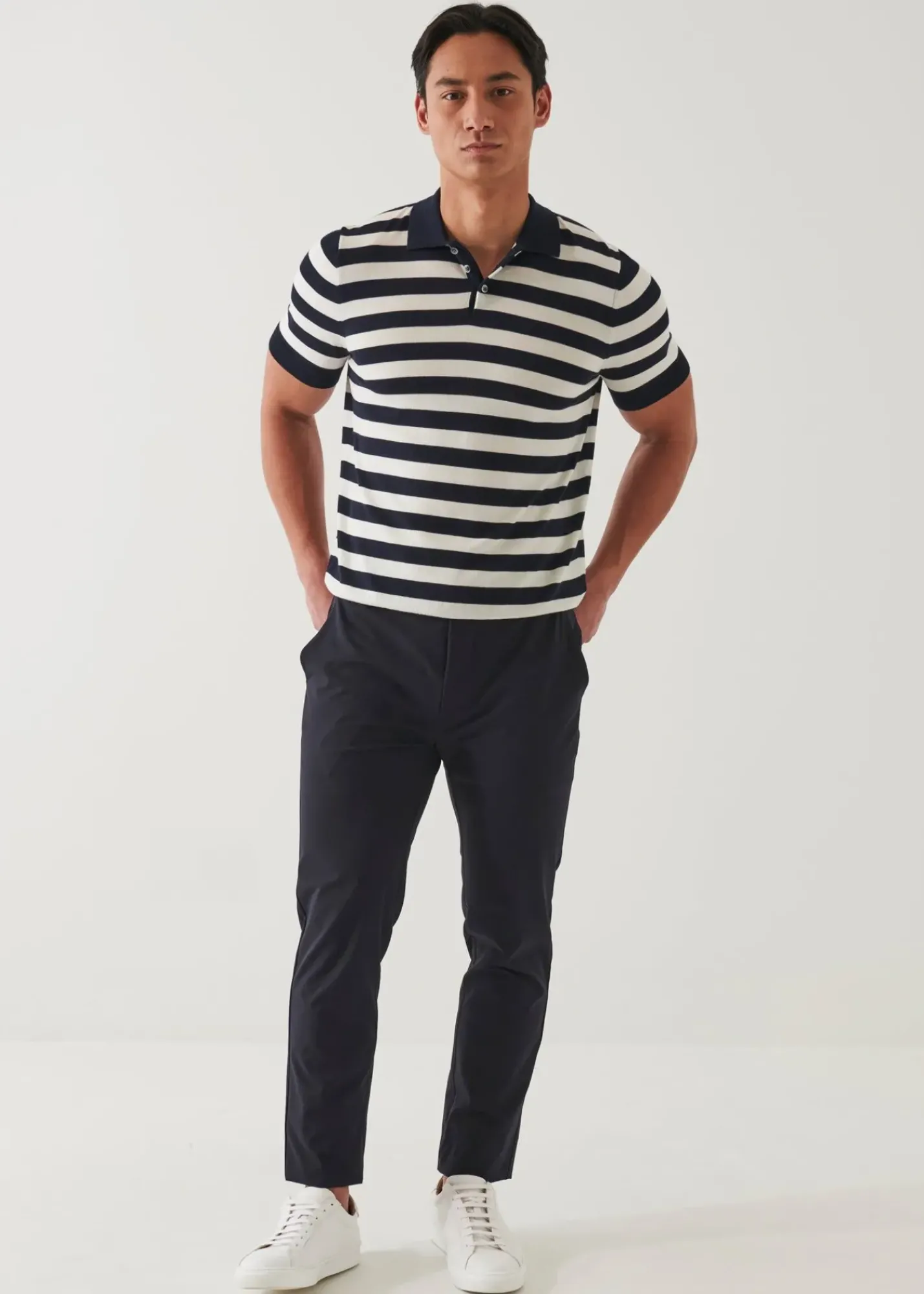 PATRICK ASSARAF Cotton Cupro Striped Polo|Men Knitwear