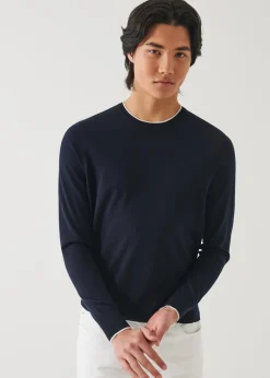 PATRICK ASSARAF Cotton Cupro Tipped Crewneck|Men Knitwear