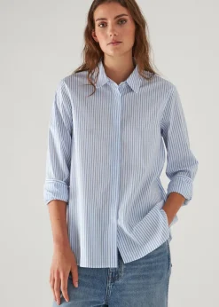 PATRICK ASSARAF Cotton Stretch Striped Shirt|Women Shirts