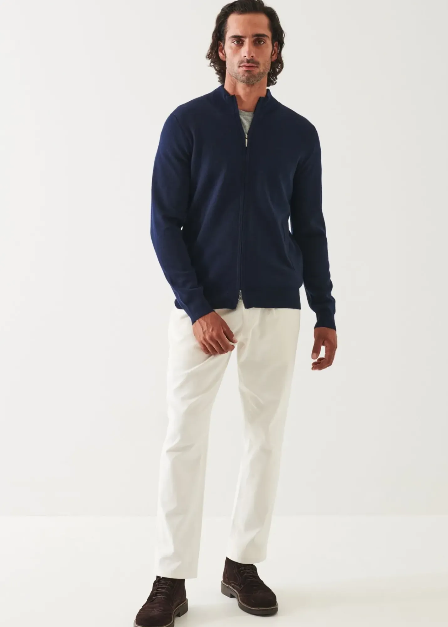 PATRICK ASSARAF Double Face Zip-Up Cardigan|Men Knitwear