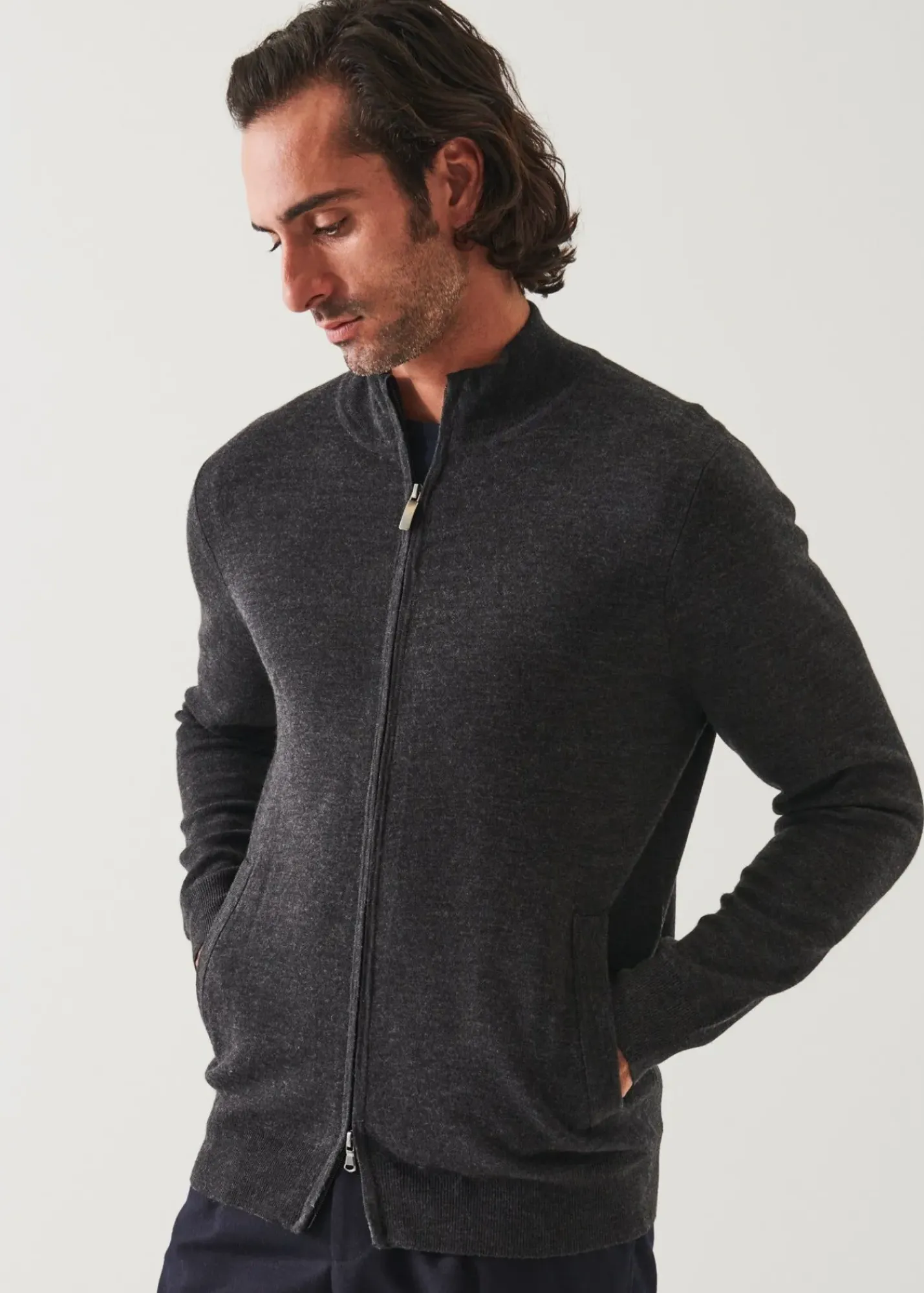 PATRICK ASSARAF Double Face Zip-Up Cardigan|Men Knitwear