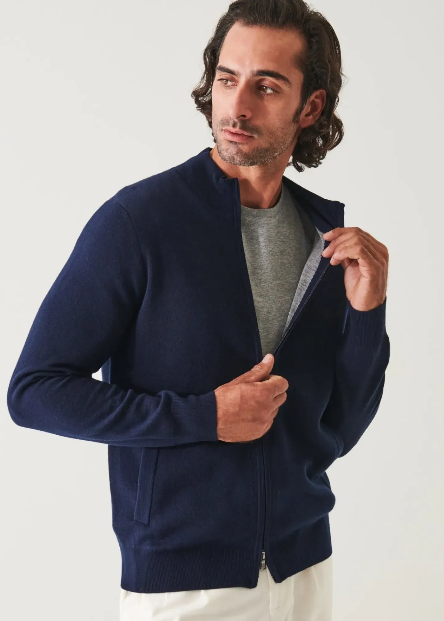 PATRICK ASSARAF Double Face Zip-Up Cardigan|Men Knitwear