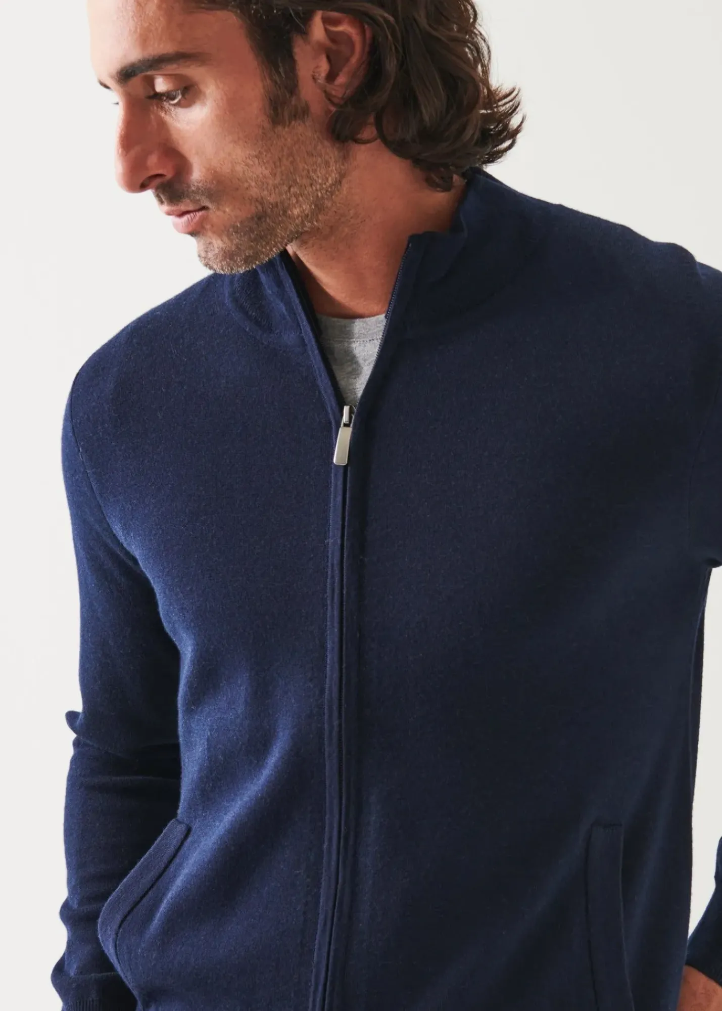 PATRICK ASSARAF Double Face Zip-Up Cardigan|Men Knitwear