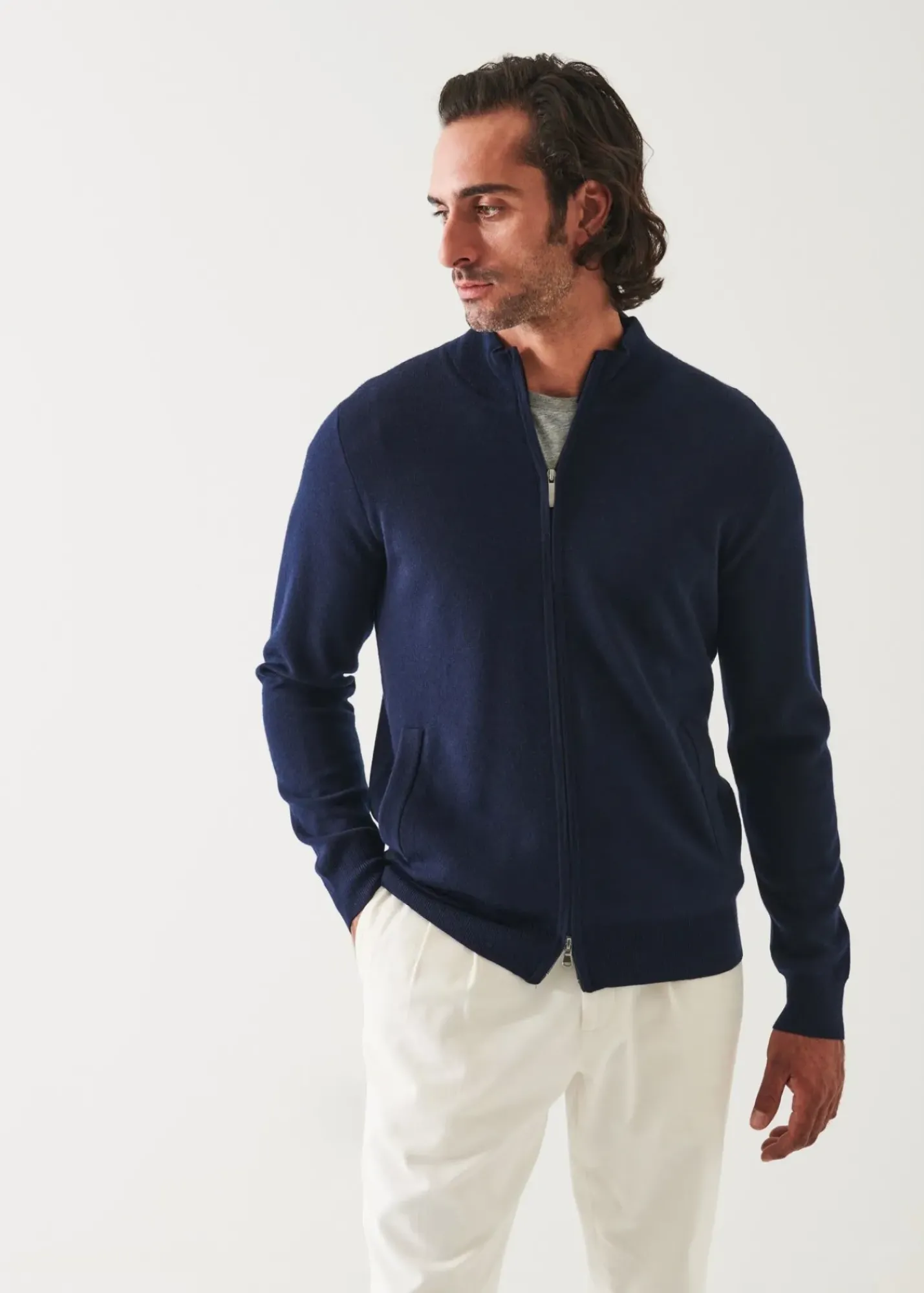 PATRICK ASSARAF Double Face Zip-Up Cardigan|Men Knitwear
