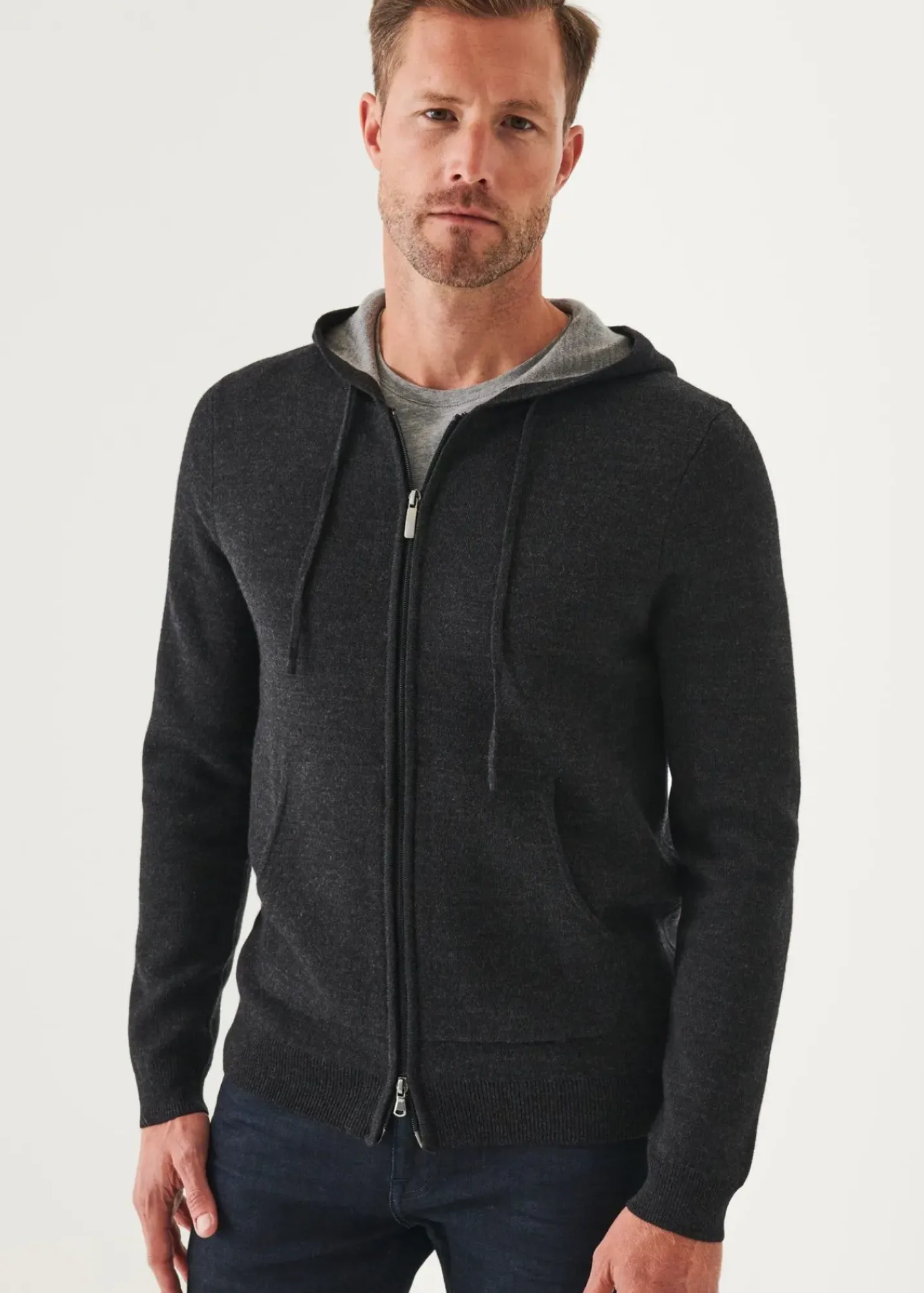 PATRICK ASSARAF Double Face Zip-Up Hoodie|Men Knitwear