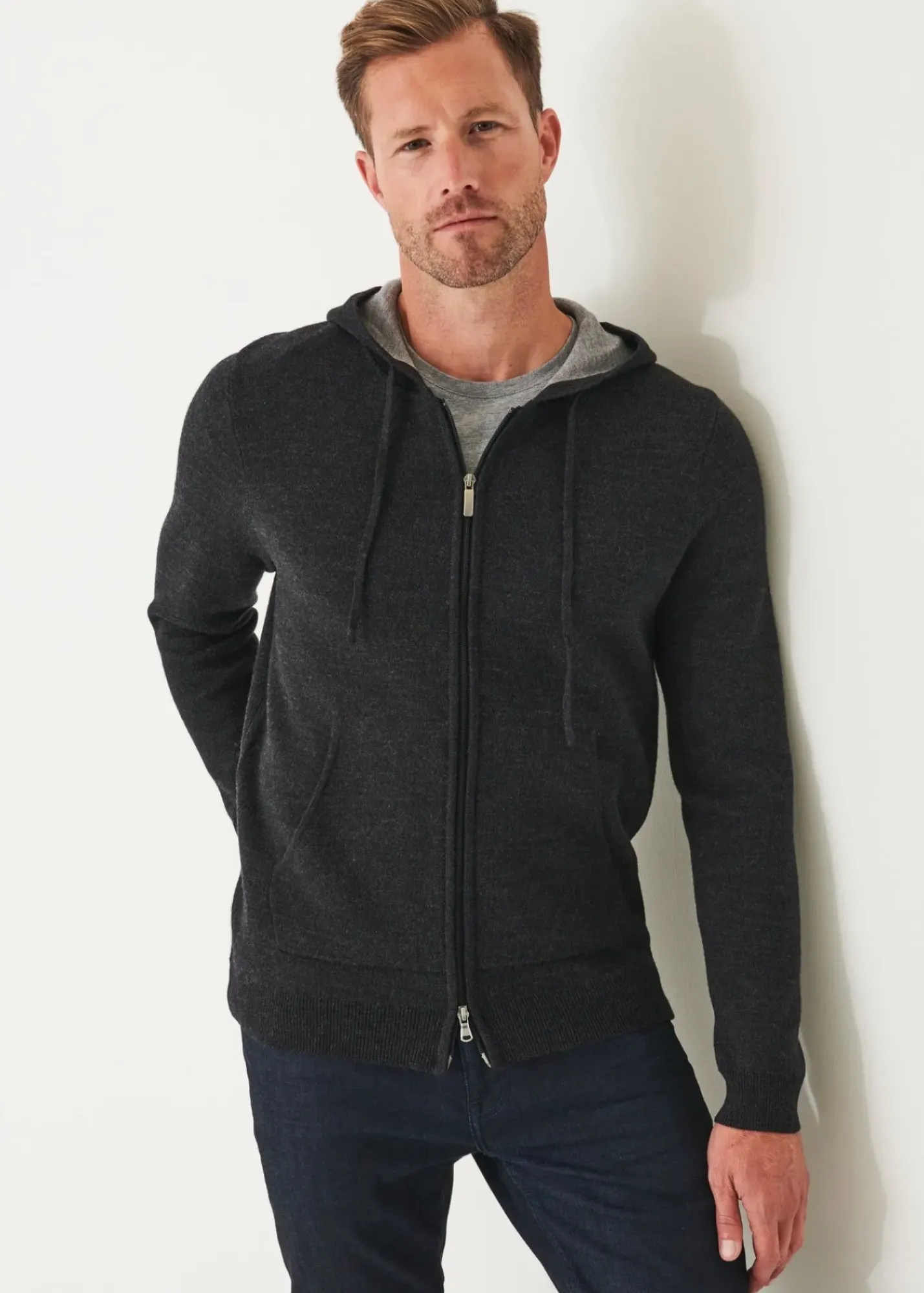 PATRICK ASSARAF Double Face Zip-Up Hoodie|Men Knitwear