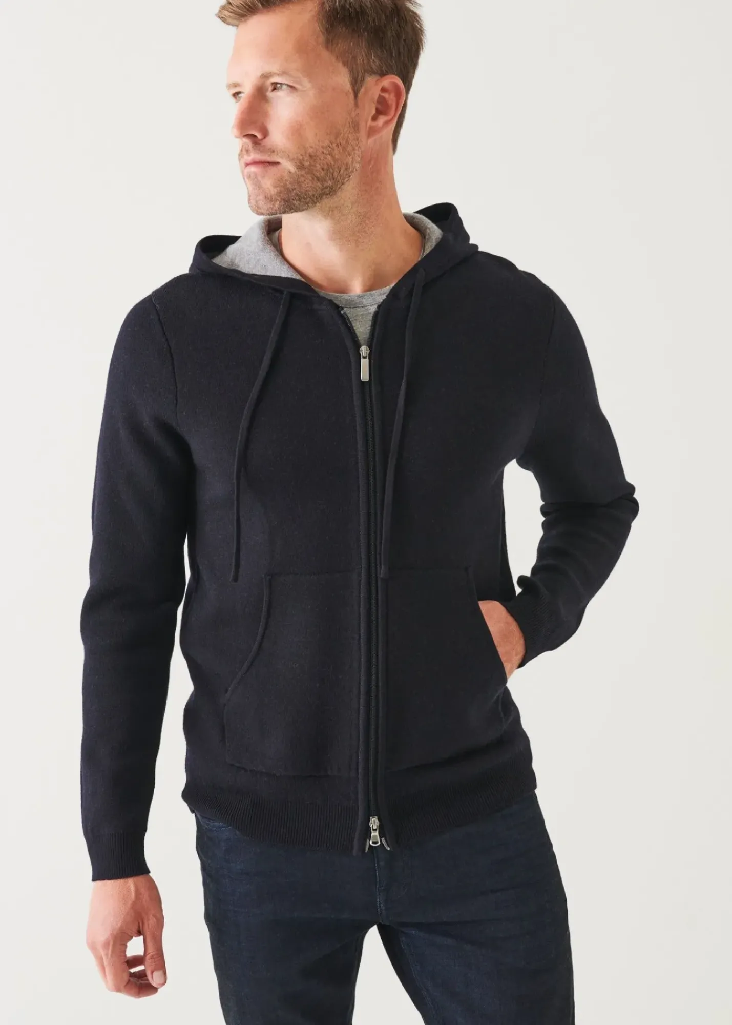 PATRICK ASSARAF Double Face Zip-Up Hoodie|Men Knitwear