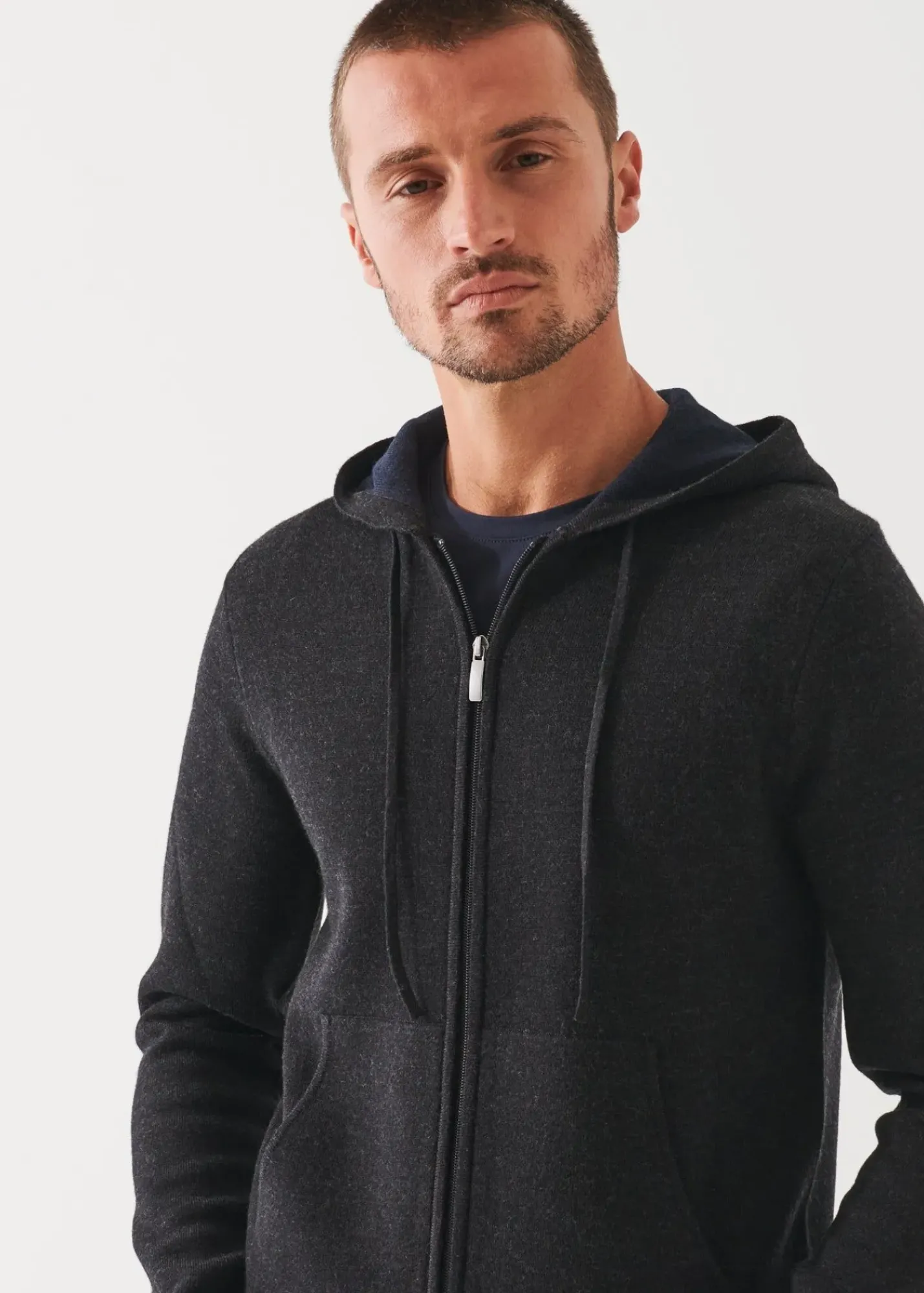 PATRICK ASSARAF Double Face Zip-Up Hoodie|Men Knitwear