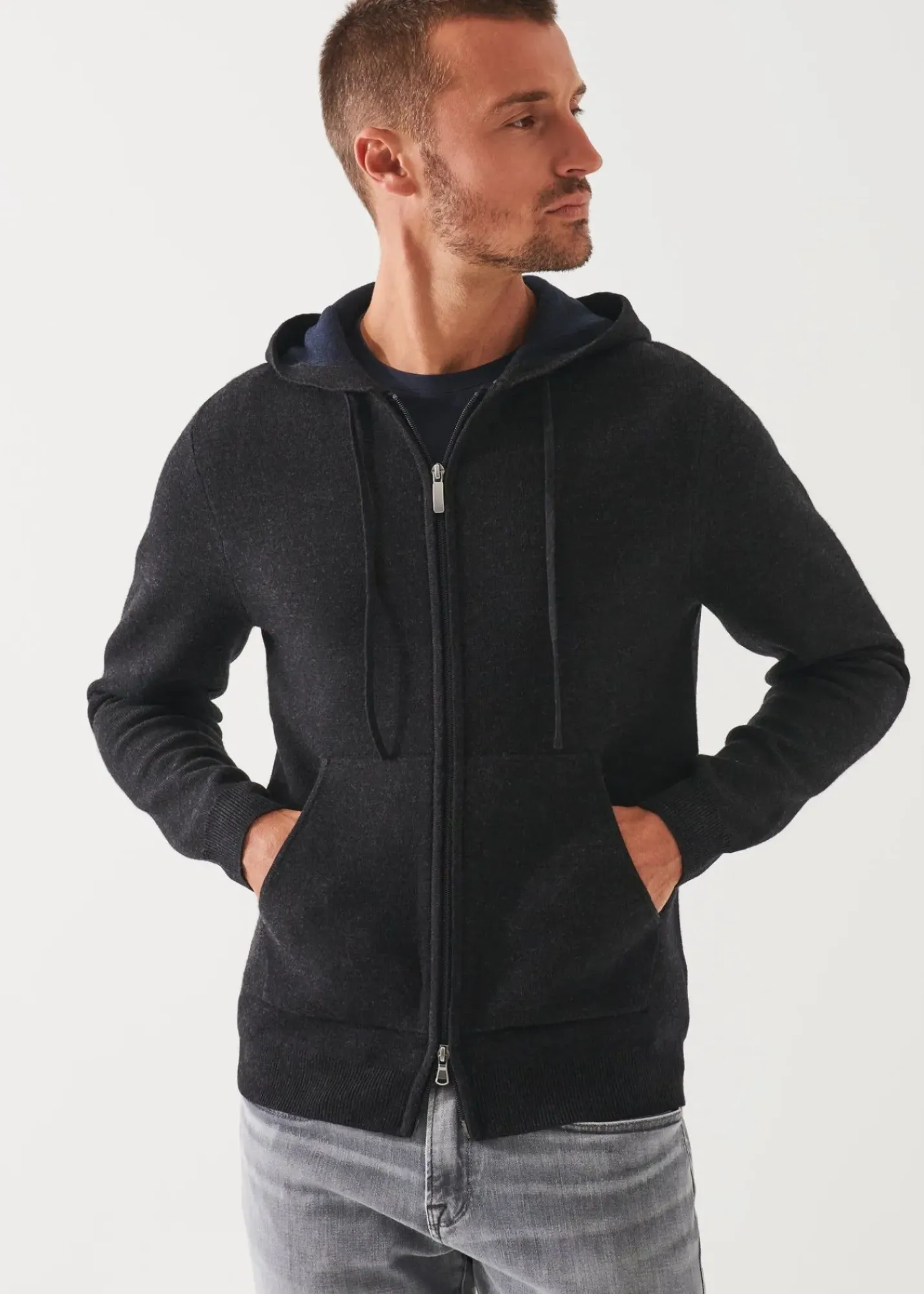 PATRICK ASSARAF Double Face Zip-Up Hoodie|Men Knitwear