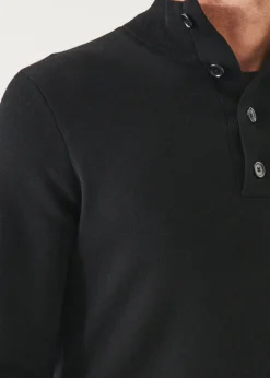 PATRICK ASSARAF Double-Face Button Mock Neck|Men Knitwear