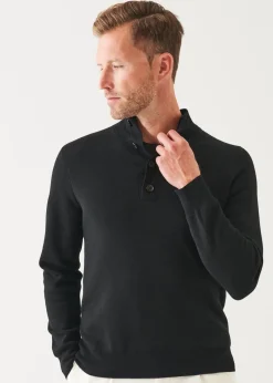 PATRICK ASSARAF Double-Face Button Mock Neck|Men Knitwear